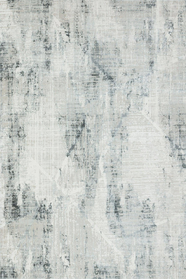 Beyaz Gri Eskitme Modern Halı - Yıkanabilir - Kaymaz Taban - Pati Dostu