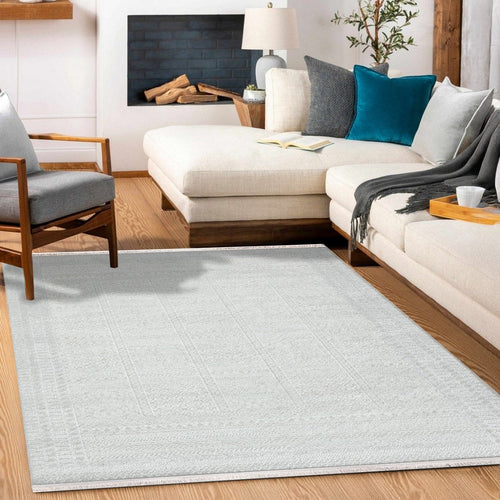 Krem Geometrik Modern Etnik Desenli Halı  | Makinada Yıkanabilir | Hav Toz Vermez | Leke Tutmayan | Kaymaz Taban | Dijital Makine Baskı | Salon Yolluk Mutfak Halısı