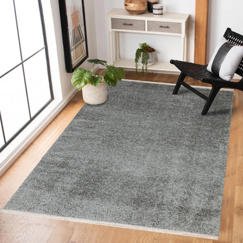 Antrasit Düz Modern Etnik Desenli Halı  | Makinada Yıkanabilir | Hav Toz Vermez | Leke Tutmayan | Kaymaz Taban | Dijital Makine Baskı | Salon Yolluk Mutfak Halısı