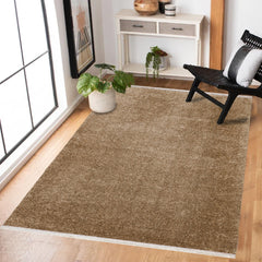 Kahve Düz Modern Etnik Desenli Halı  | Makinada Yıkanabilir | Hav Toz Vermez | Leke Tutmayan | Kaymaz Taban | Dijital Makine Baskı | Salon Yolluk Mutfak Halısı