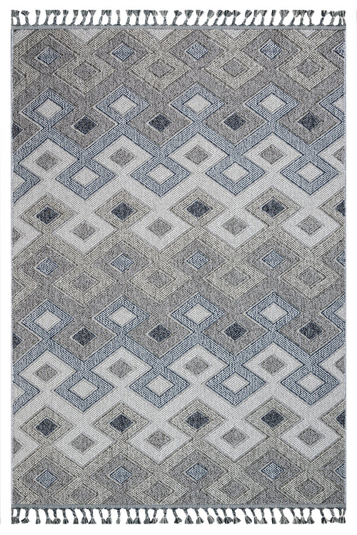 Aleah Gray Geometric Polyester Machine Rug