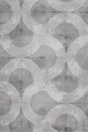 Antrasit Beyaz Geometrik Minimalist Halı - Yıkanabilir - Kaymaz Taban - Pati Dostu