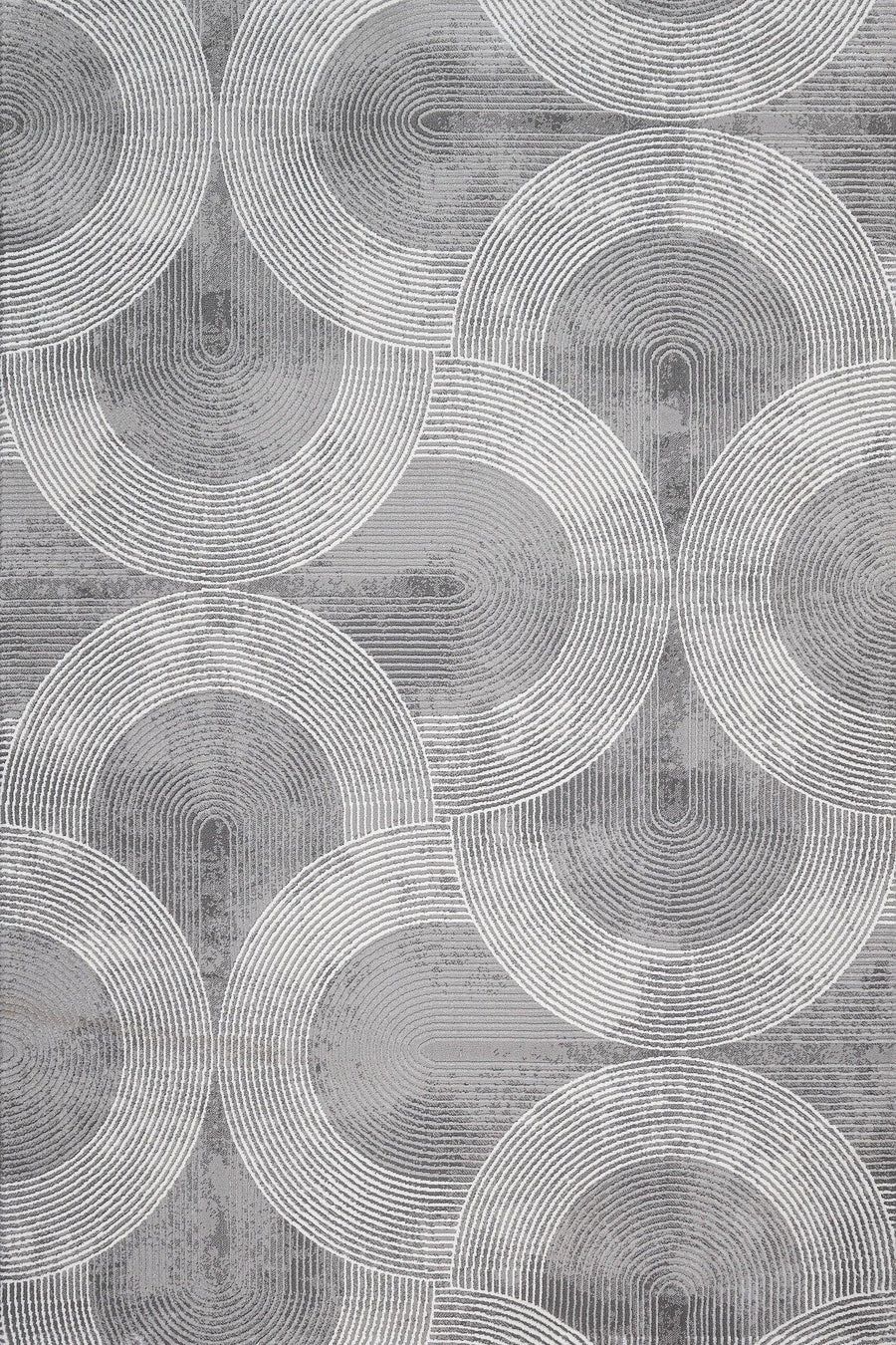 Antrasit Beyaz Geometrik Minimalist Halı - Yıkanabilir - Kaymaz Taban - Pati Dostu