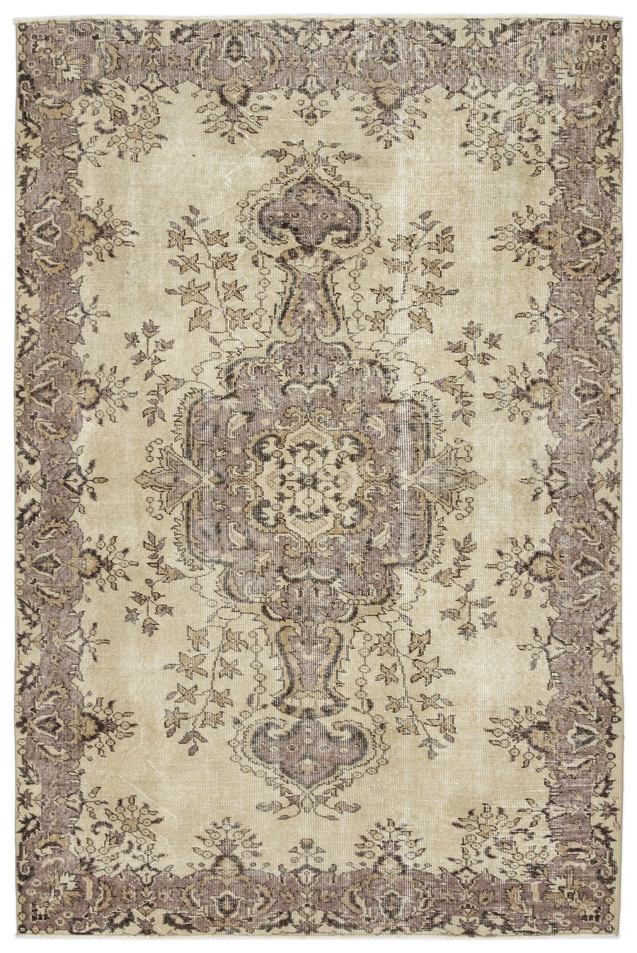 Tirena Bej ve Gri Madalyon Desenli El Dokuma Halı 171x260 cm