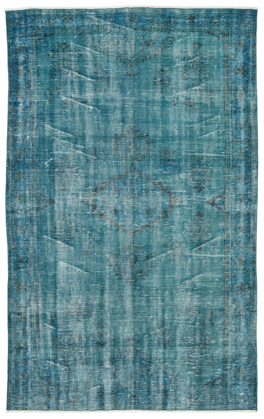 Tirena Turkuaz ve Lacivert Soyut Desenli El Dokuma Halı 171x278 cm