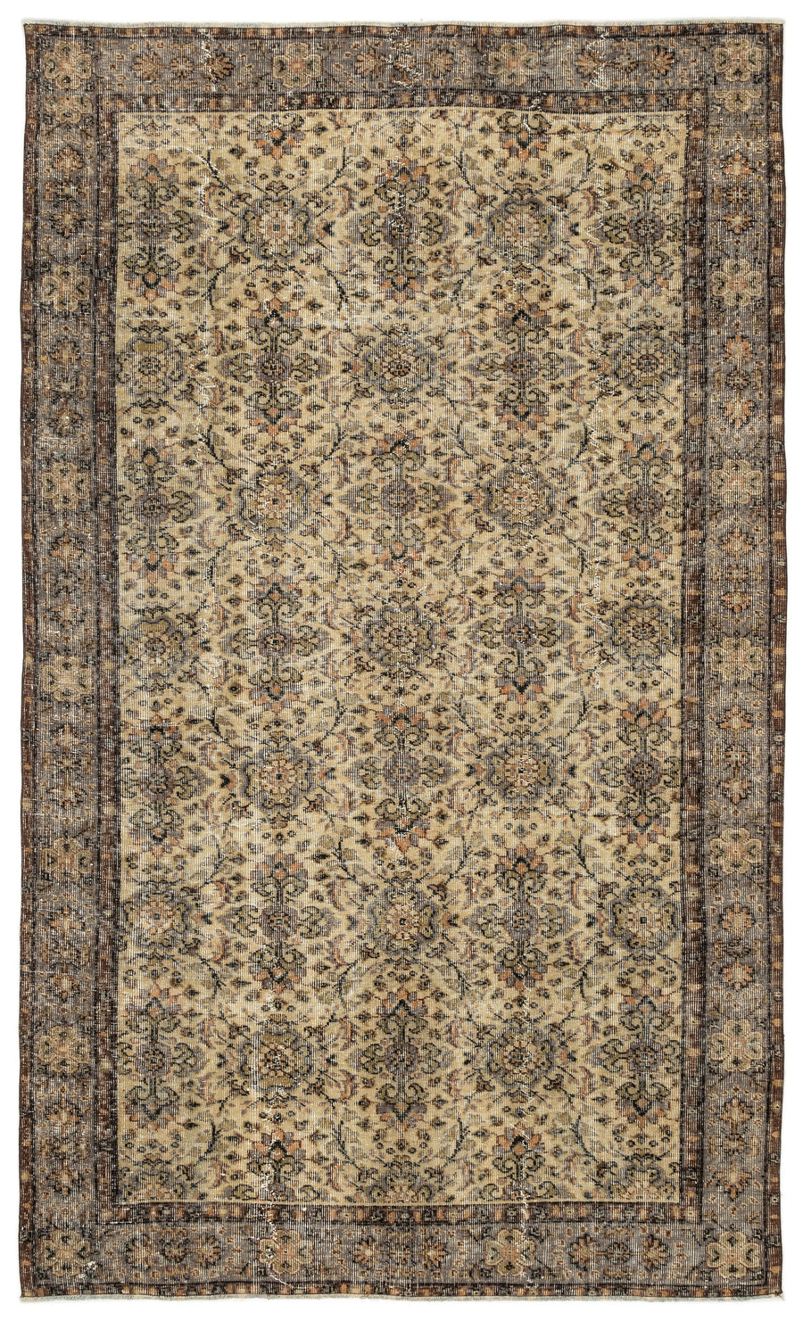Tirena Bej ve Kahverengi Çiçek Desenli El Dokuma Halı 170x287 cm