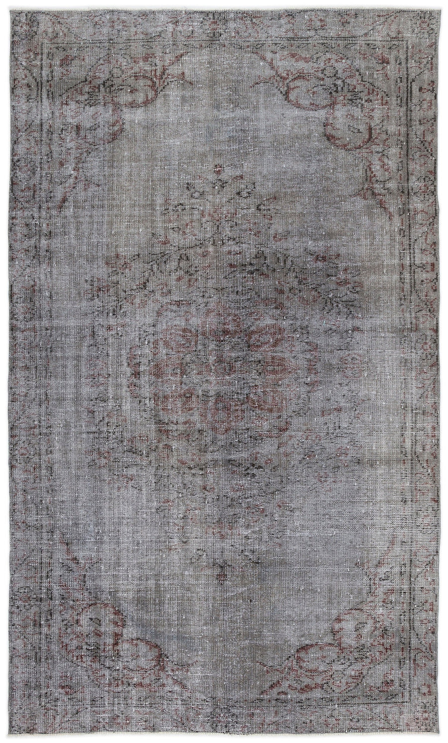 Tirena Gri ve Bordo Madalyon Desenli El Dokuma Halı 161x271 cm