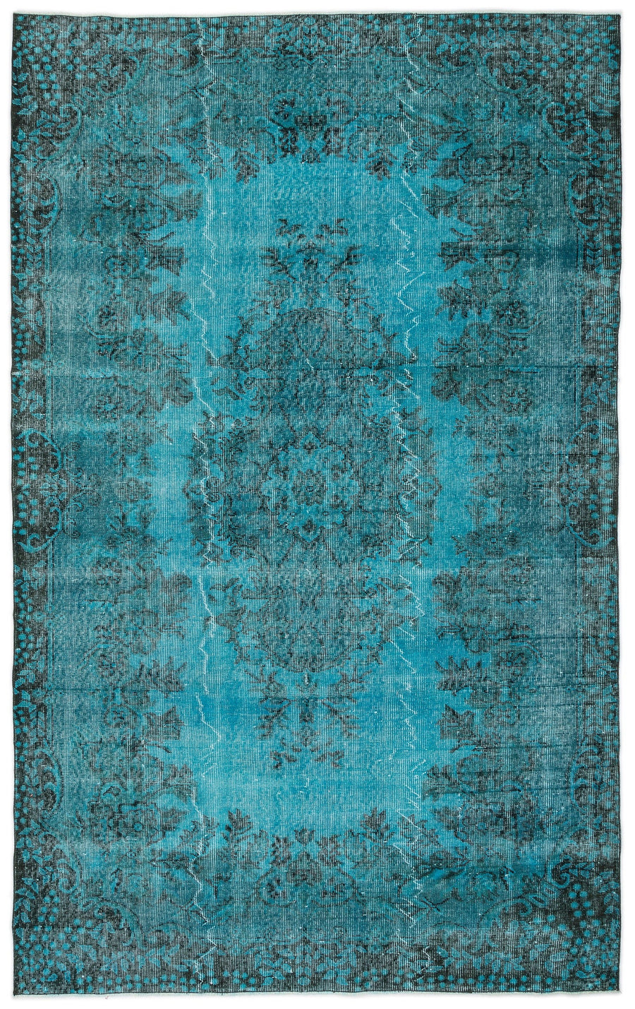 Tirena Turkuaz ve Antrasit Madalyon Desenli El Dokuma Halı 174x282 cm