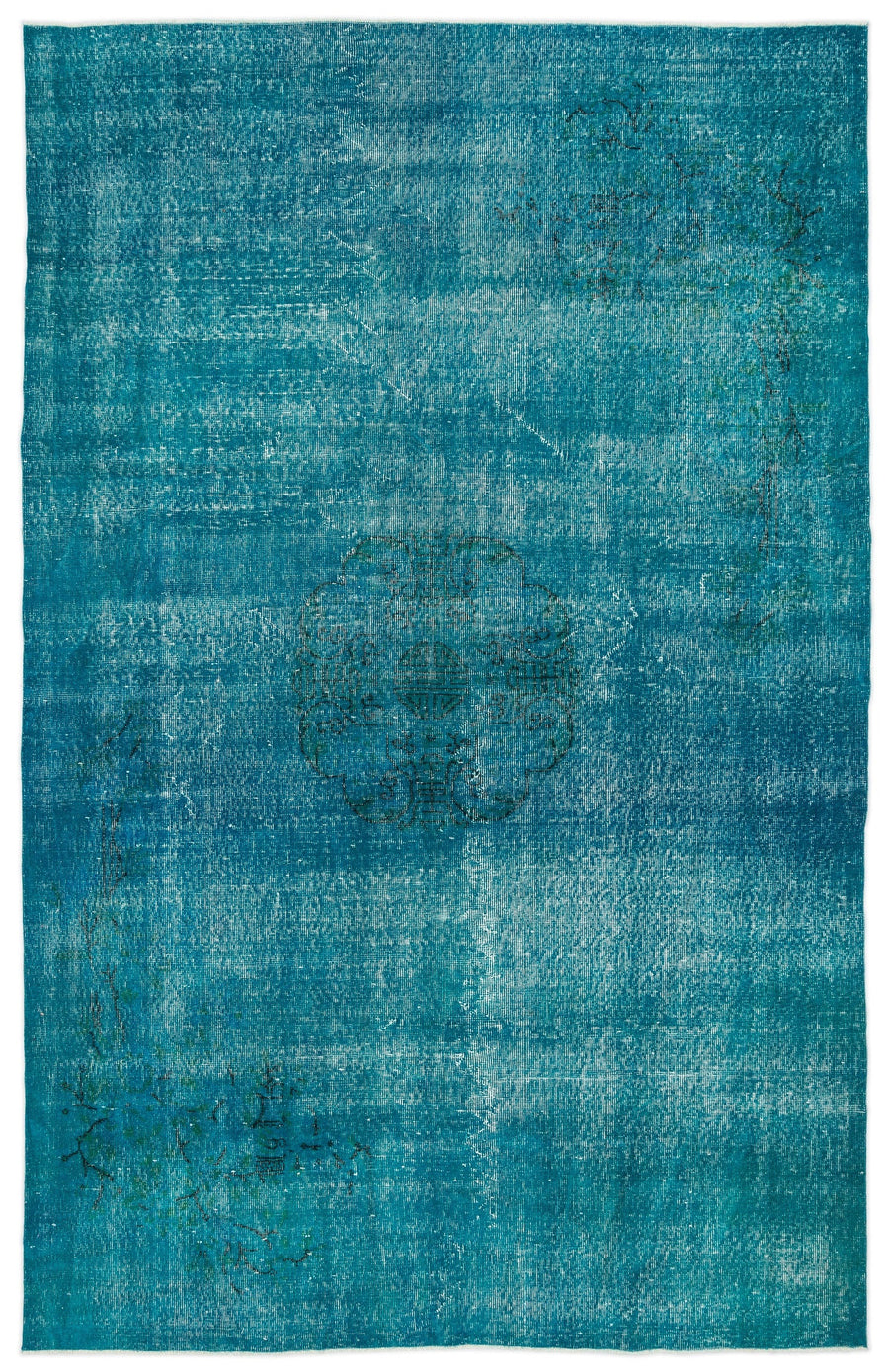 Tirena Turkuaz ve Beyaz Soyut Desenli El Dokuma Halı 194x307 cm