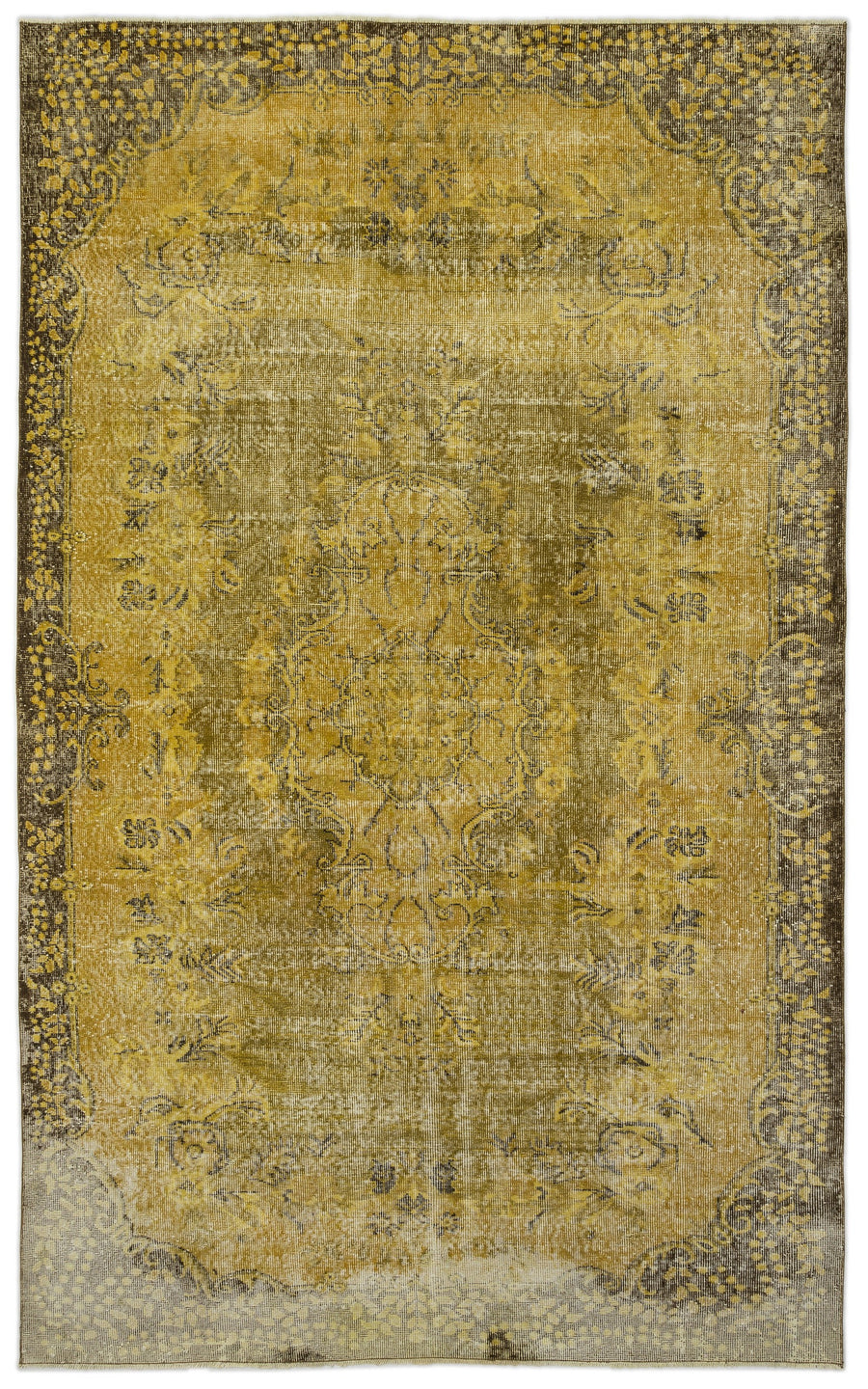 Tirena Sarı ve Gri Madalyon Desenli El Dokuma Halı 187x310 cm