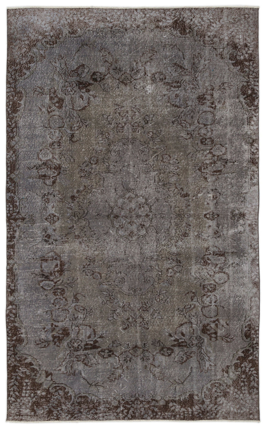Tirena Gri ve Kahverengi Çiçek Desenli El Dokuma Halı 167x276 cm