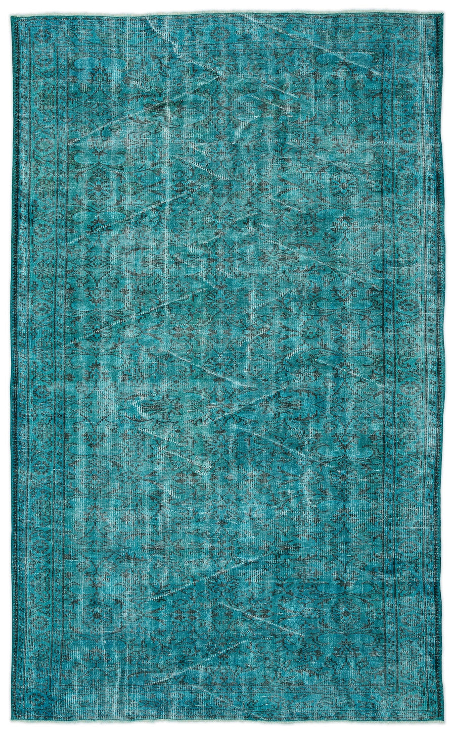 Tirena Turkuaz ve Gri Soyut Desenli El Dokuma Halı 180x295 cm