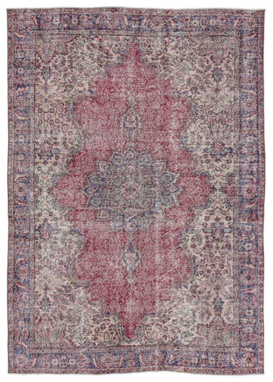 Tirena Pembe ve Lacivert Madalyon Desenli El Dokuma Halı 194x270 cm