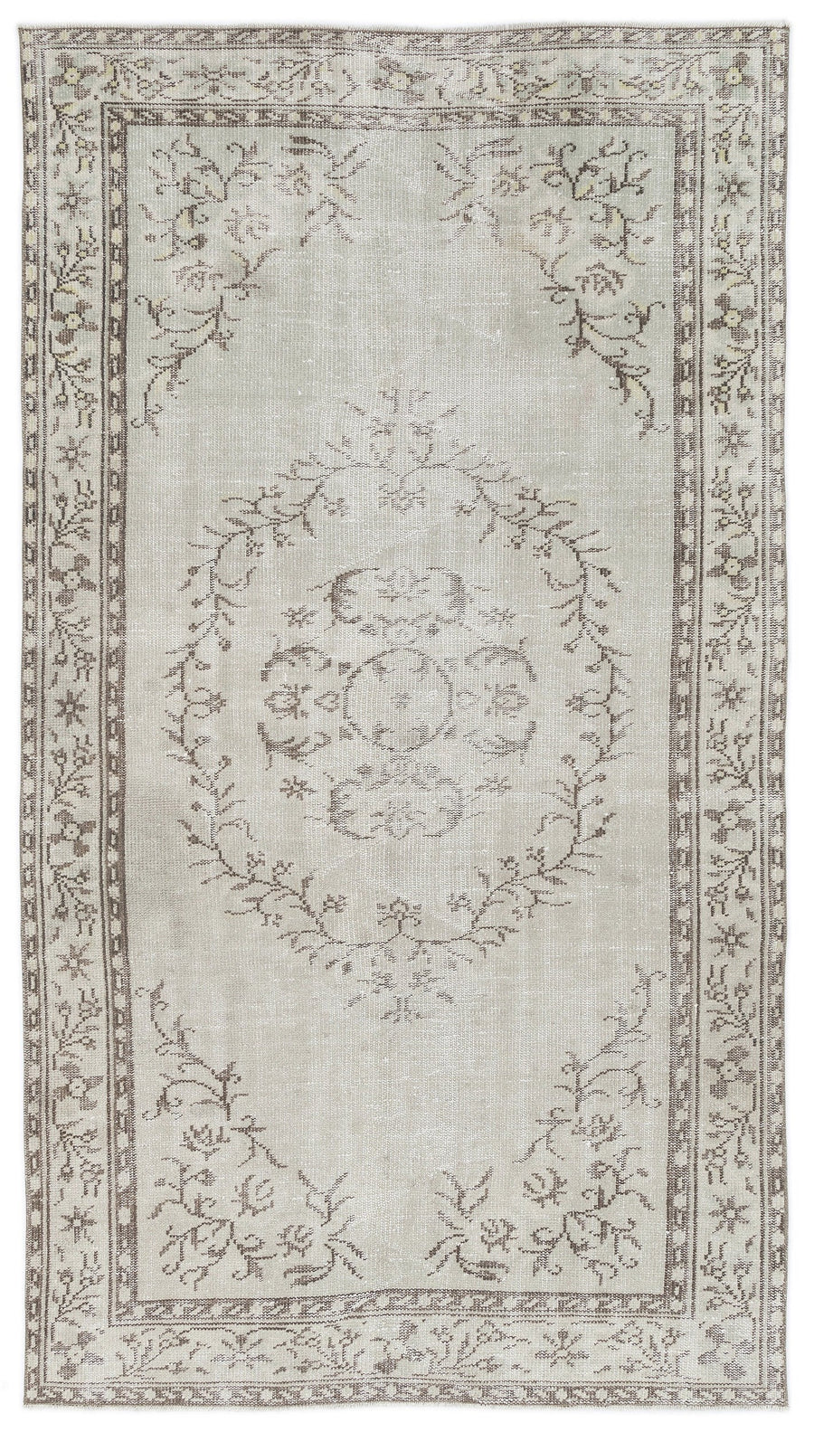 Tirena Bej ve Kahverengi Madalyon Desenli El Dokuma Halı 149x268 cm