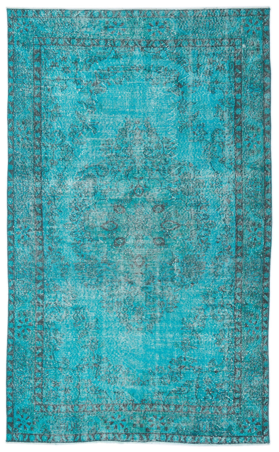 Tirena Turkuaz ve Gri Madalyon Desenli El Dokuma Halı 165x270 cm