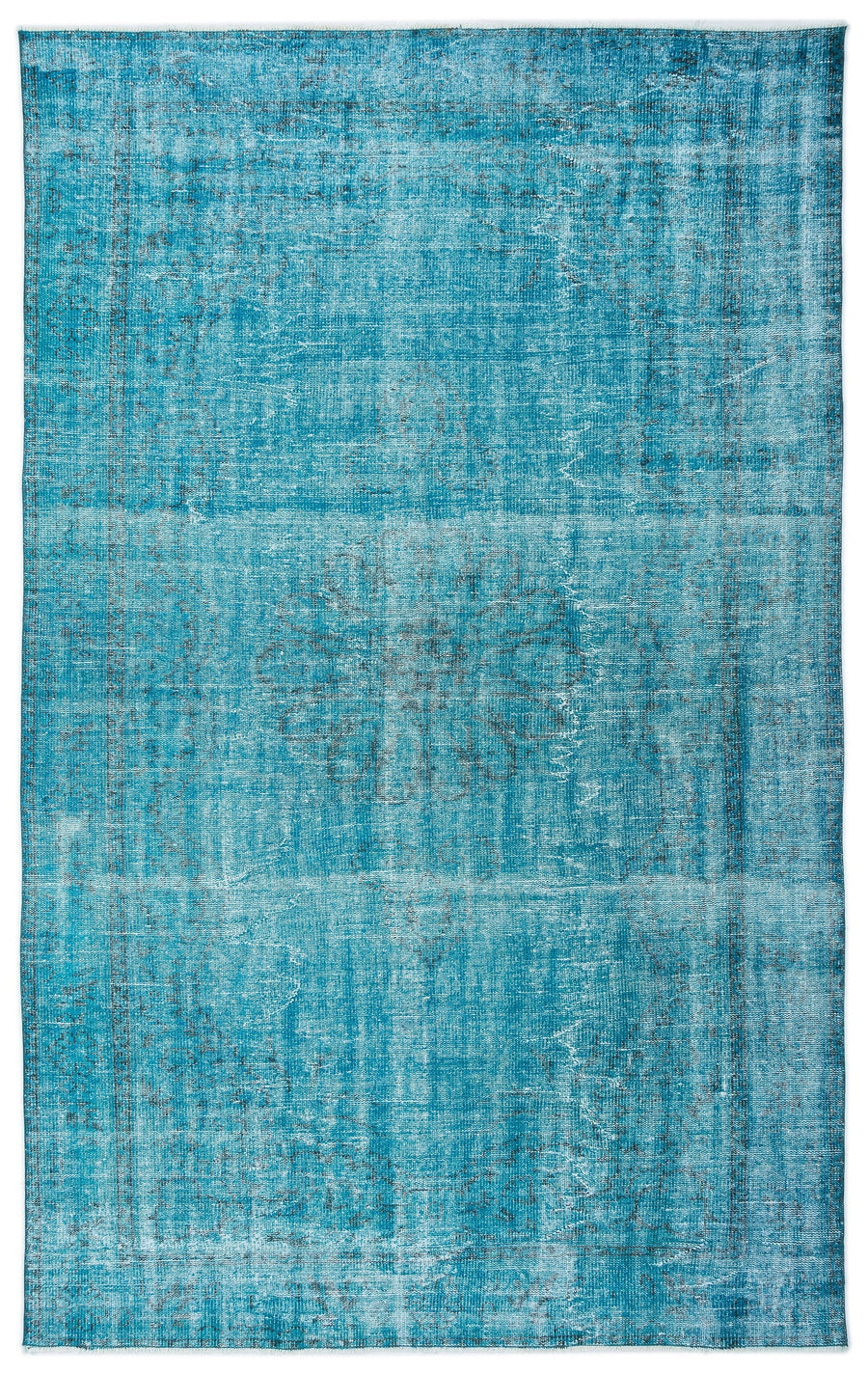 Tirena Turkuaz ve Beyaz Soyut Desenli El Dokuma Halı 183x292 cm