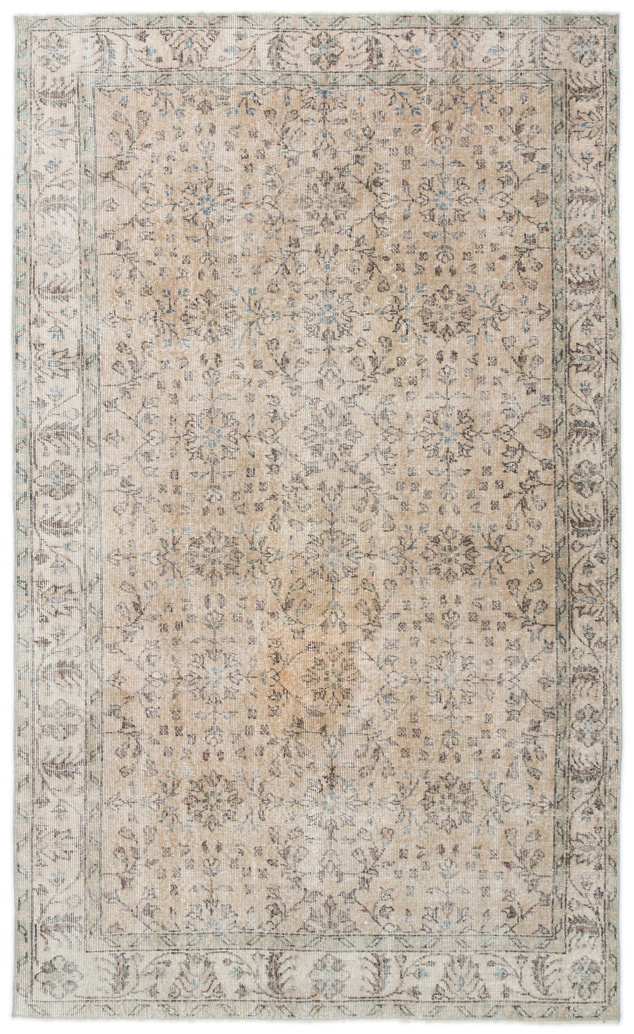 Tirena Bej ve Gri Çiçek Desenli El Dokuma Halı 165x276 cm