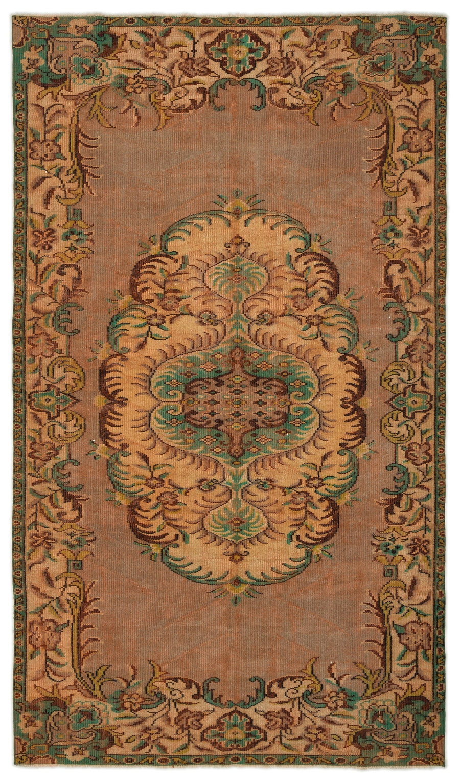 Tirena Pembe ve Yeşil Madalyon Desenli El Dokuma Halı 165x284 cm
