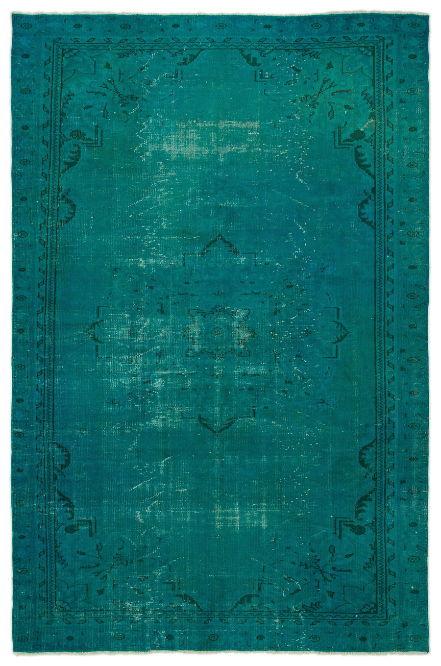 Tirena Turkuaz ve Lacivert Madalyon Desenli El Dokuma Halı 184x282 cm
