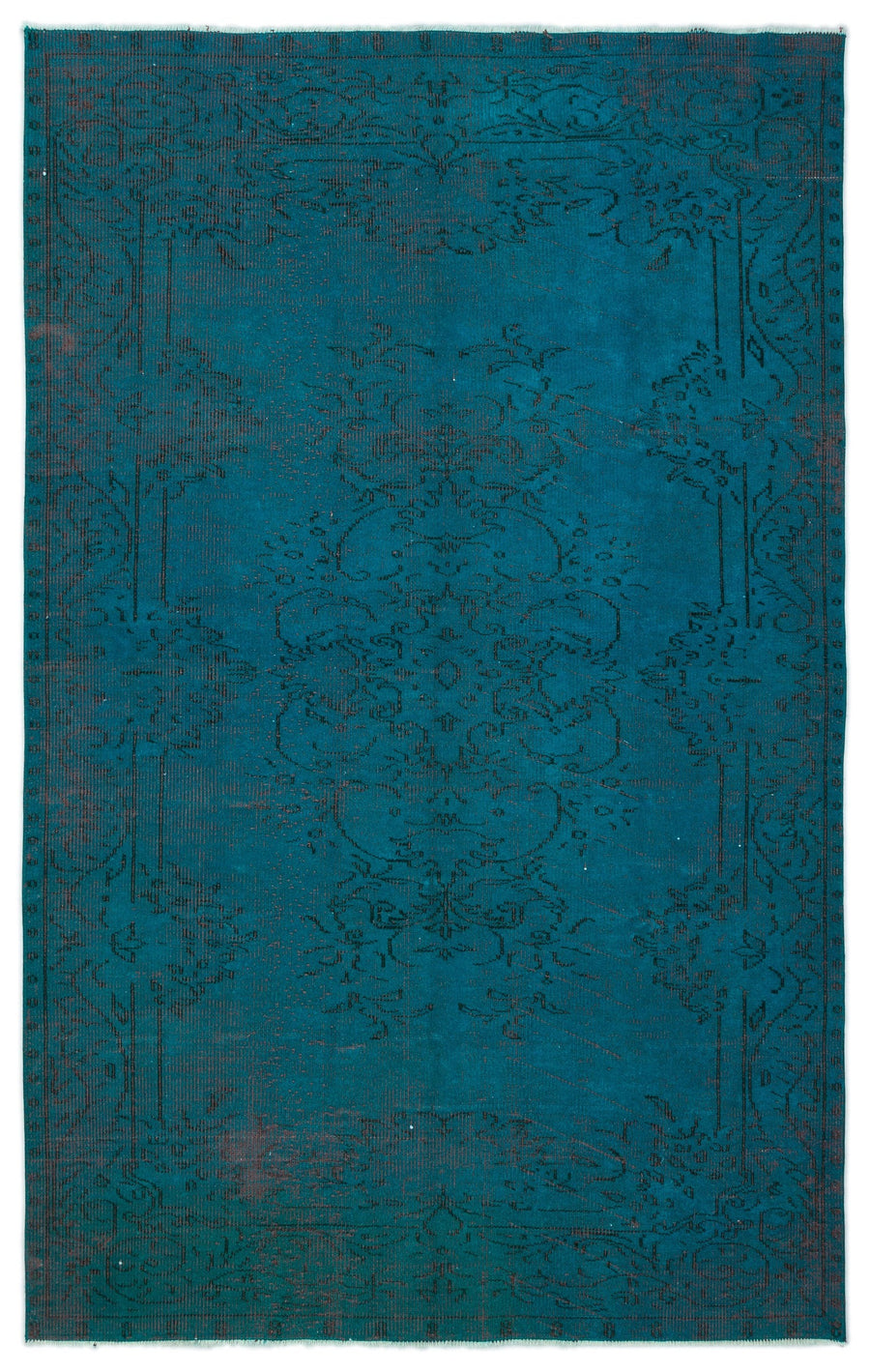 Tirena Turkuaz ve Lacivert Madalyon Desenli El Dokuma Halı 166x261 cm