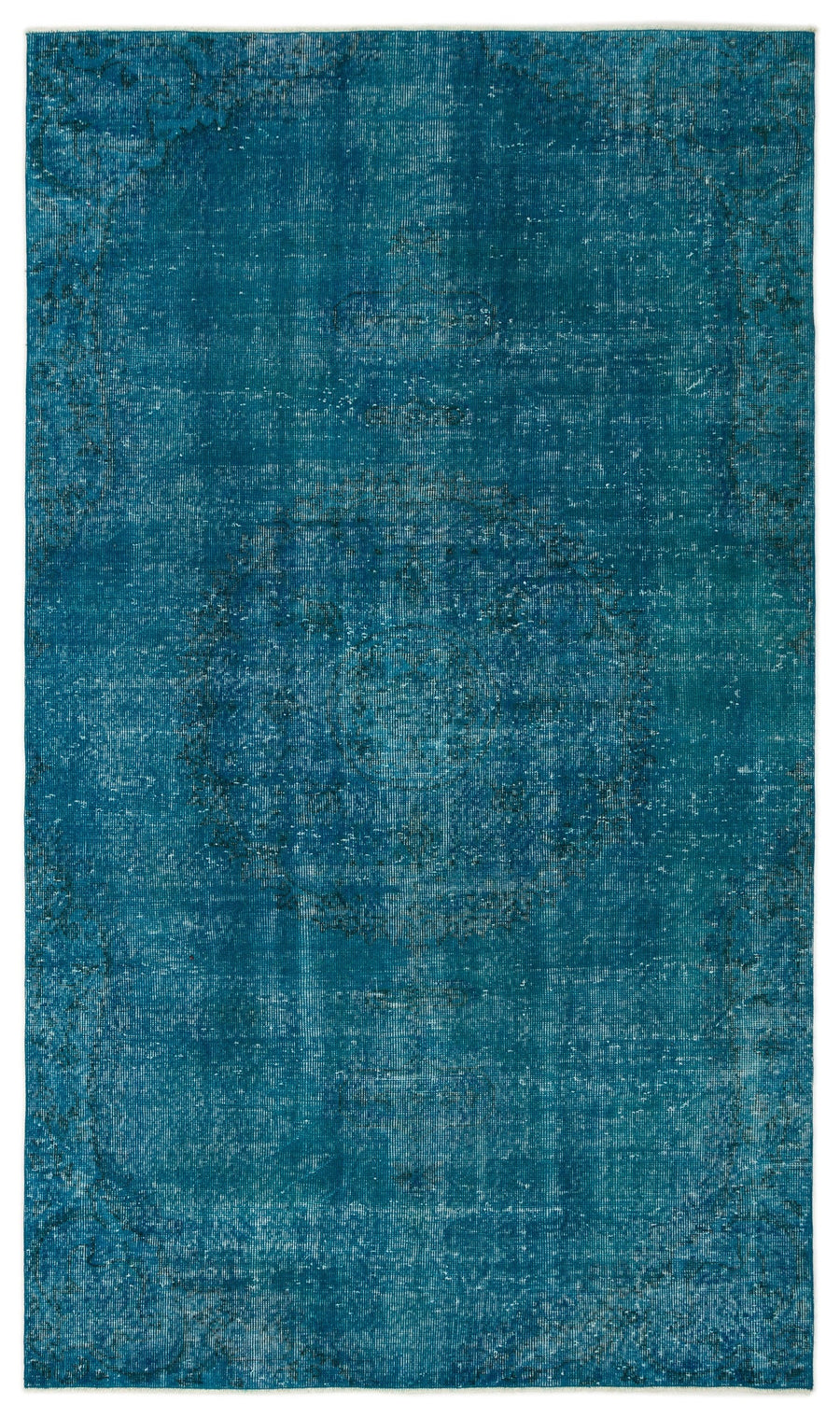 Tirena Turkuaz ve Lacivert Soyut Desenli El Dokuma Halı 154x261 cm
