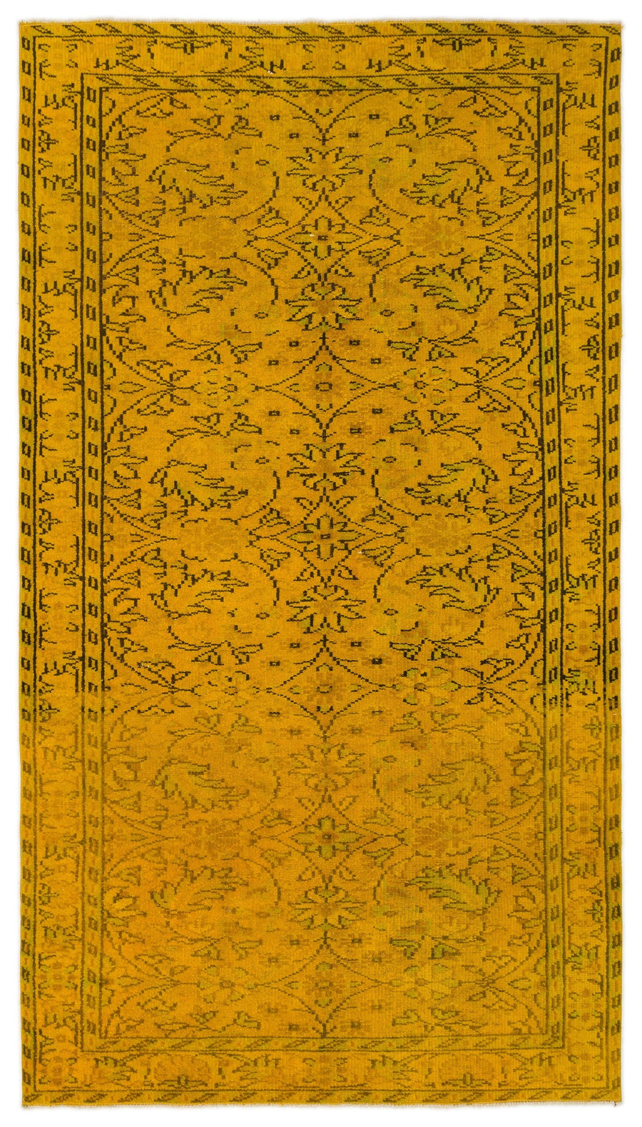 Tirena Sarı ve Kahverengi Çiçek Desenli El Dokuma Halı 152x267 cm