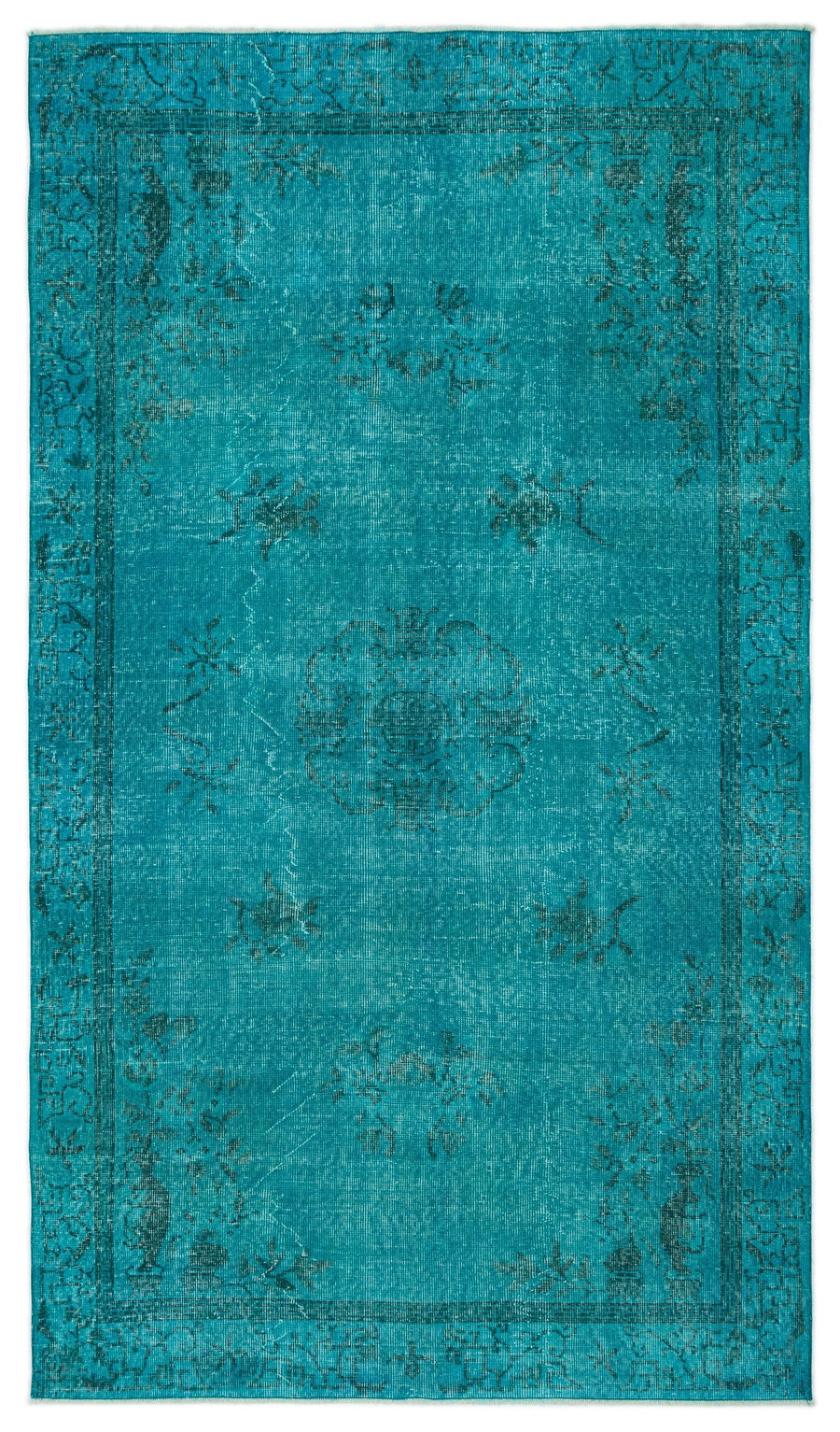 Tirena Turkuaz ve Lacivert Madalyon Desenli El Dokuma Halı 155x271 cm