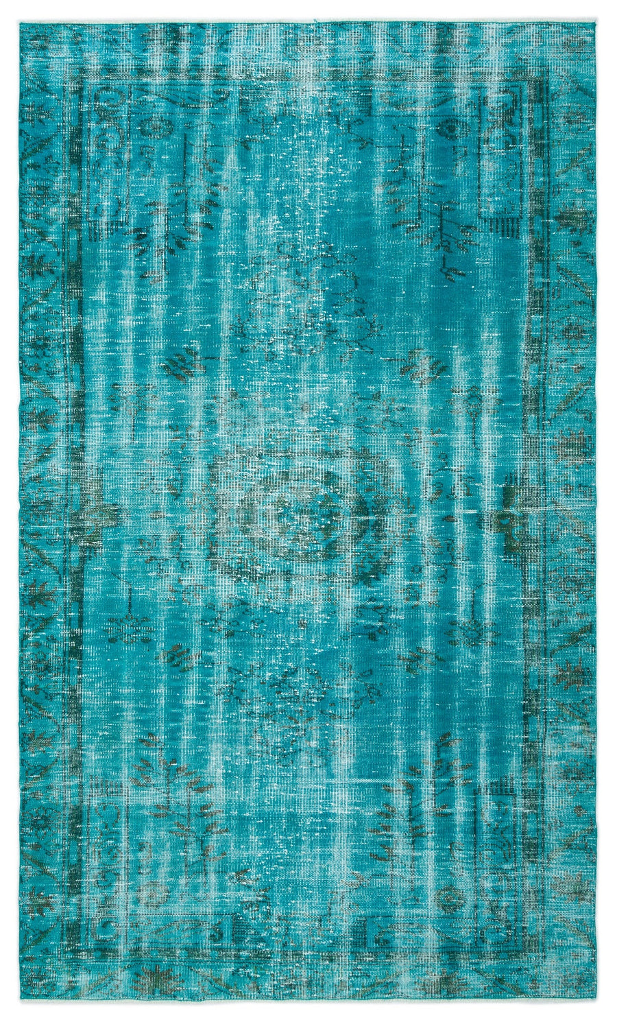 Tirena Turkuaz ve Gri Madalyon Desenli El Dokuma Halı 166x272 cm