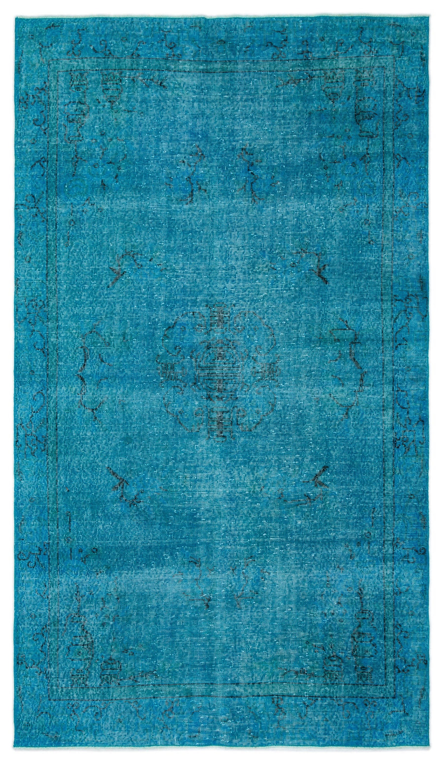 Tirena Turkuaz ve Lacivert Soyut Desenli El Dokuma Halı 163x278 cm