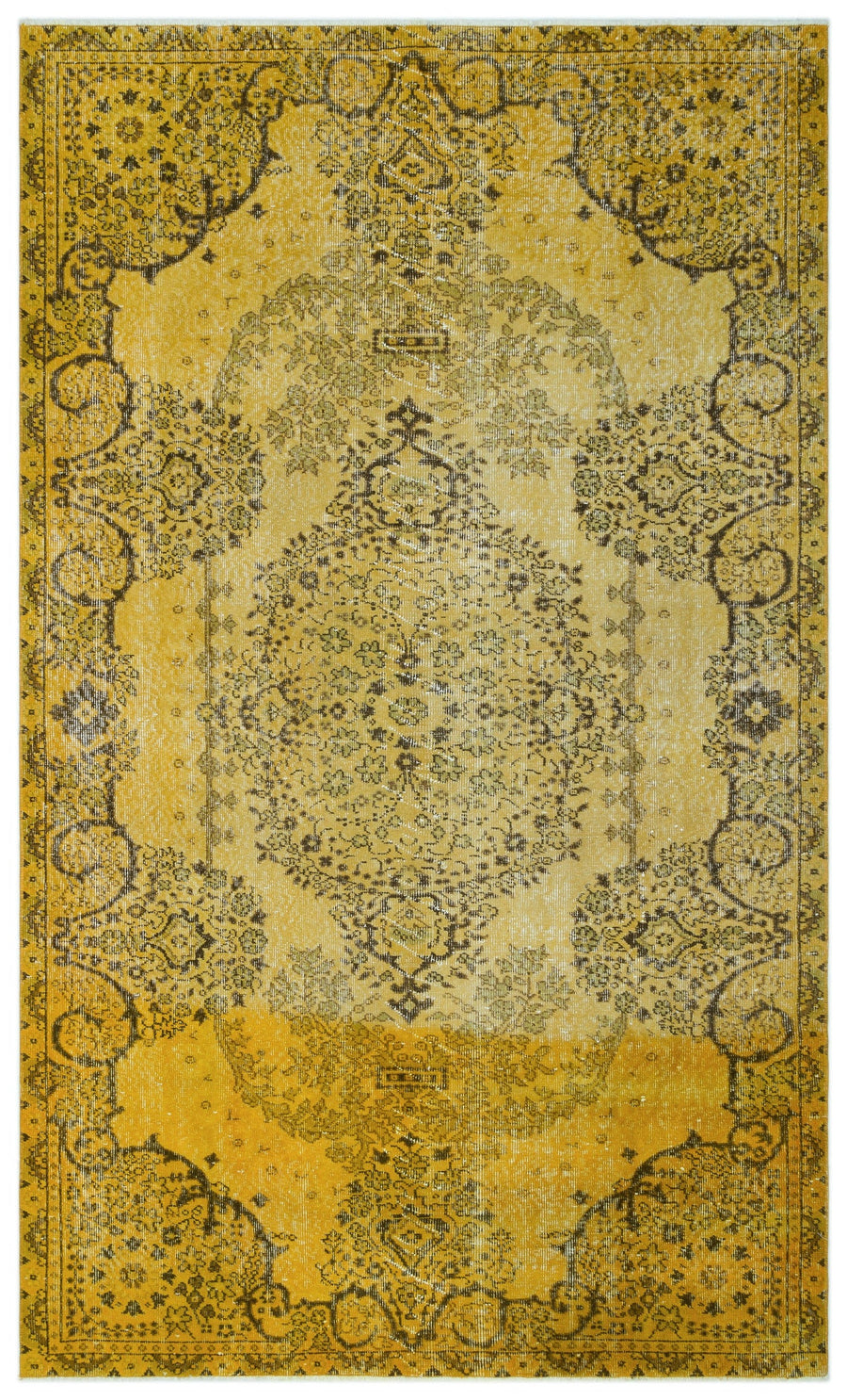 Tirena Sarı ve Gri Madalyon Desenli El Dokuma Halı 164x276 cm