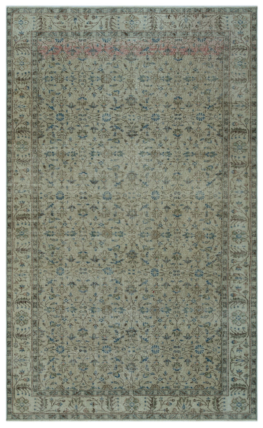 Tirena Gri ve Bej Çiçek Desenli El Dokuma Halı 171x284 cm