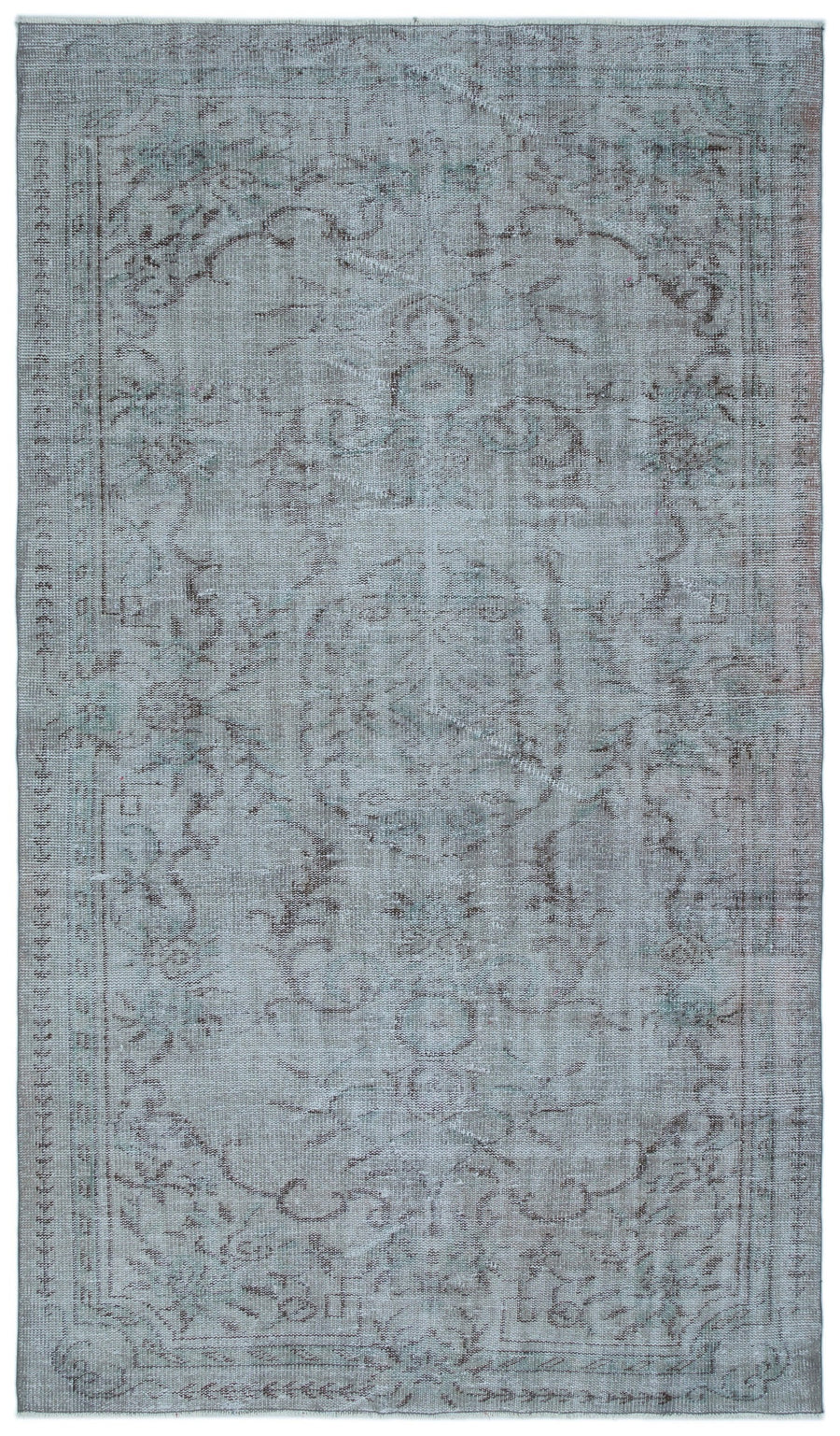 Tirena Gri ve Kahverengi Çiçek Desenli El Dokuma Halı 157x270 cm