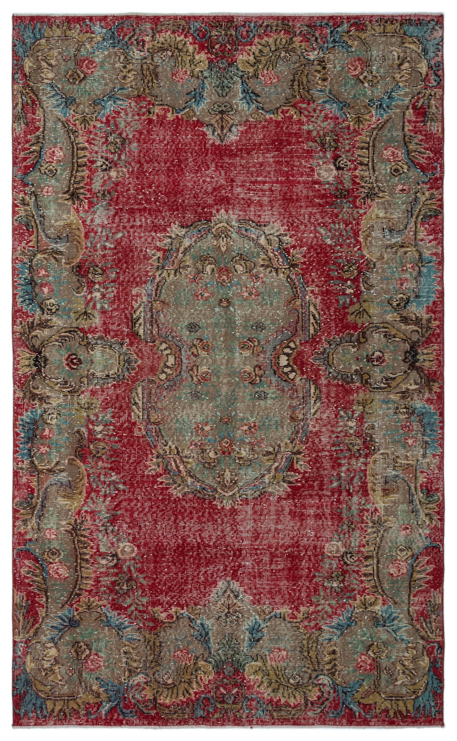 Tirena Kırmızı ve Bej Madalyon Desenli El Dokuma Halı 163x270 cm