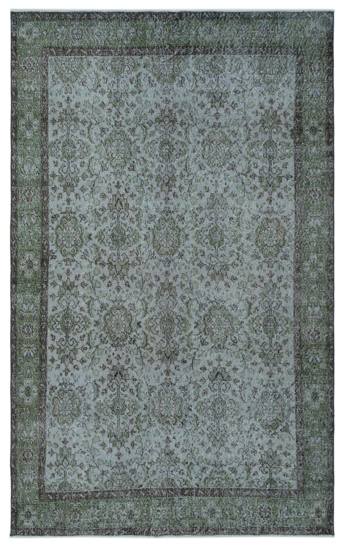 Tirena Mavi ve Yeşil Çiçek Desenli El Dokuma Halı 176x287 cm