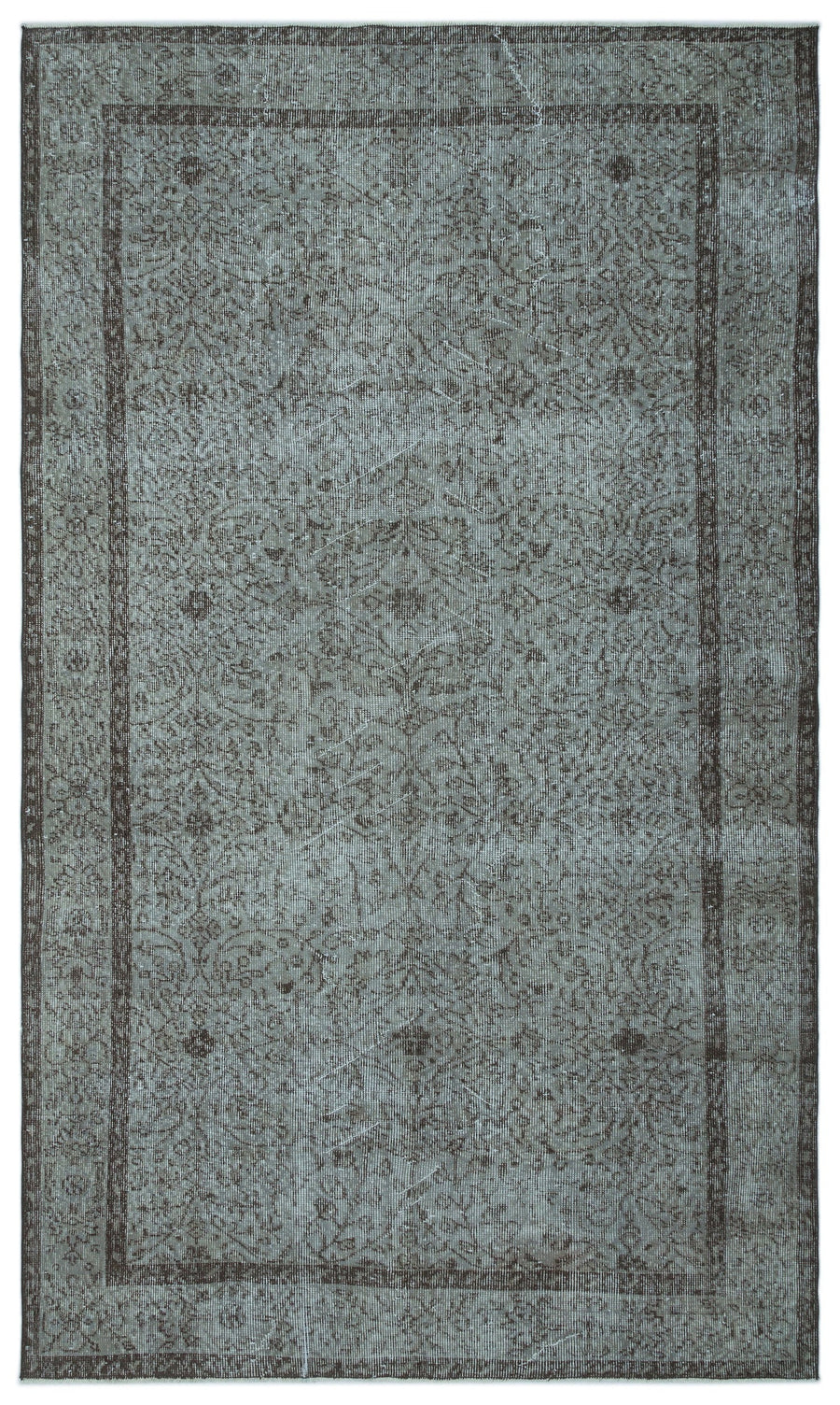 Tirena Gri ve Kahverengi Çiçek Desenli El Dokuma Halı 161x273 cm