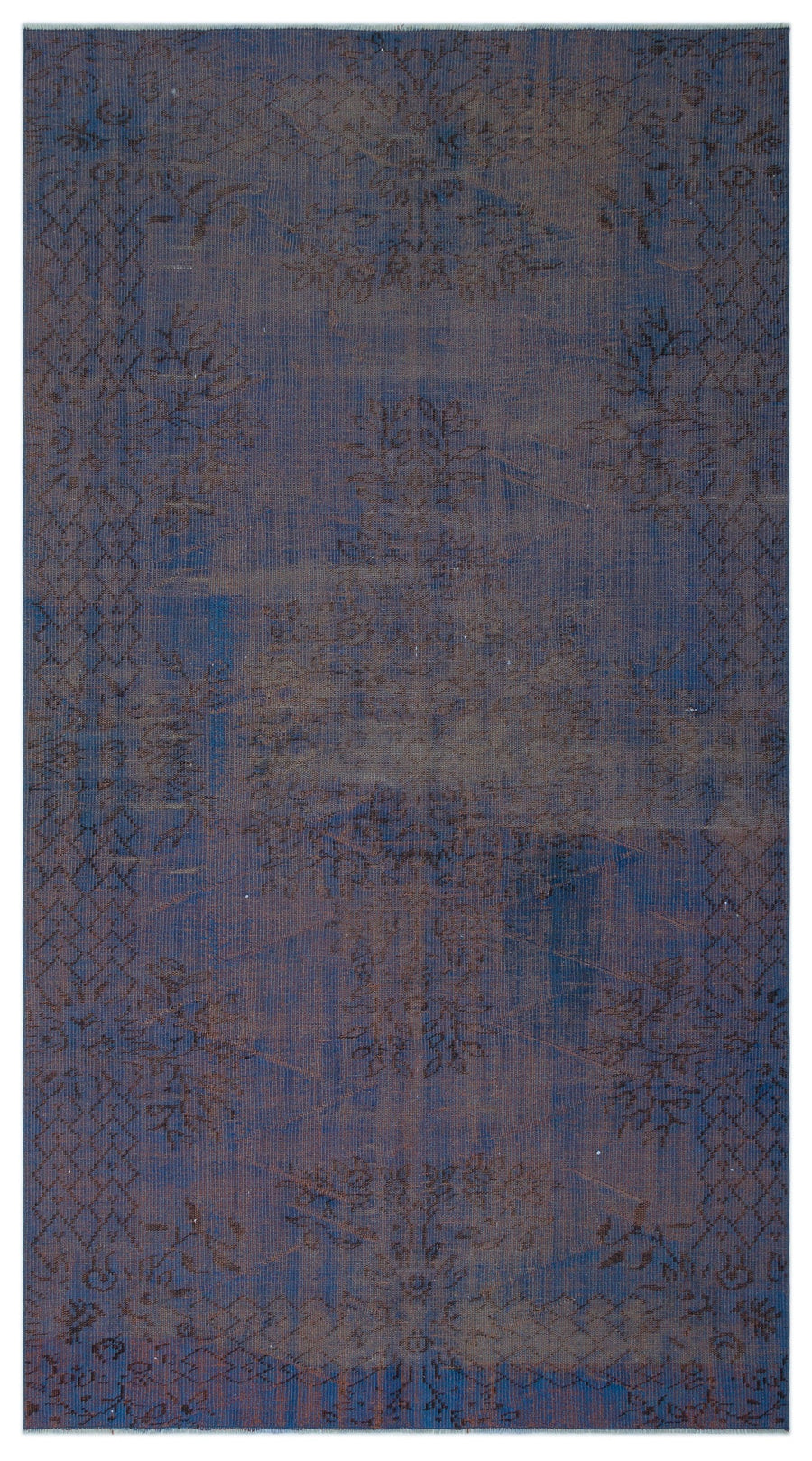 Tirena Mavi ve Lacivert Soyut Desenli El Dokuma Halı 167x306 cm
