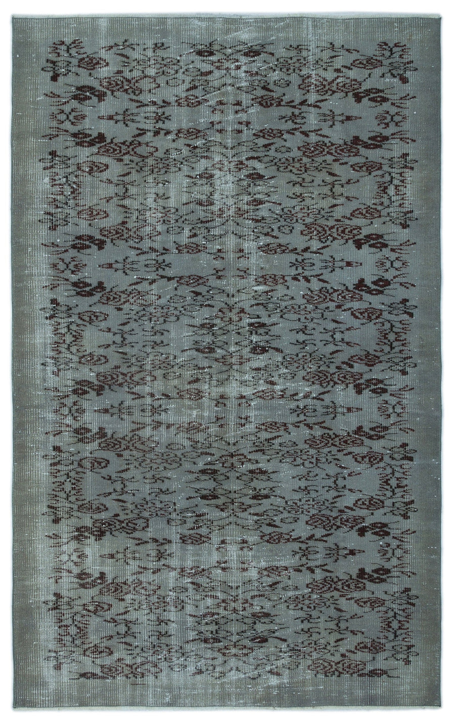 Tirena Gri ve Bordo Çiçek Desenli El Dokuma Halı 148x237 cm