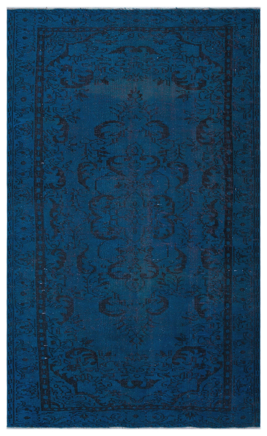 Tirena Mavi ve Lacivert Madalyon Desenli El Dokuma Halı 162x270 cm