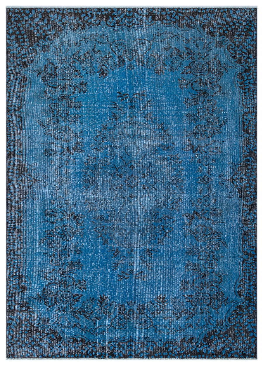 Tirena Mavi ve Siyah Çiçek Desenli El Dokuma Halı 170x240 cm