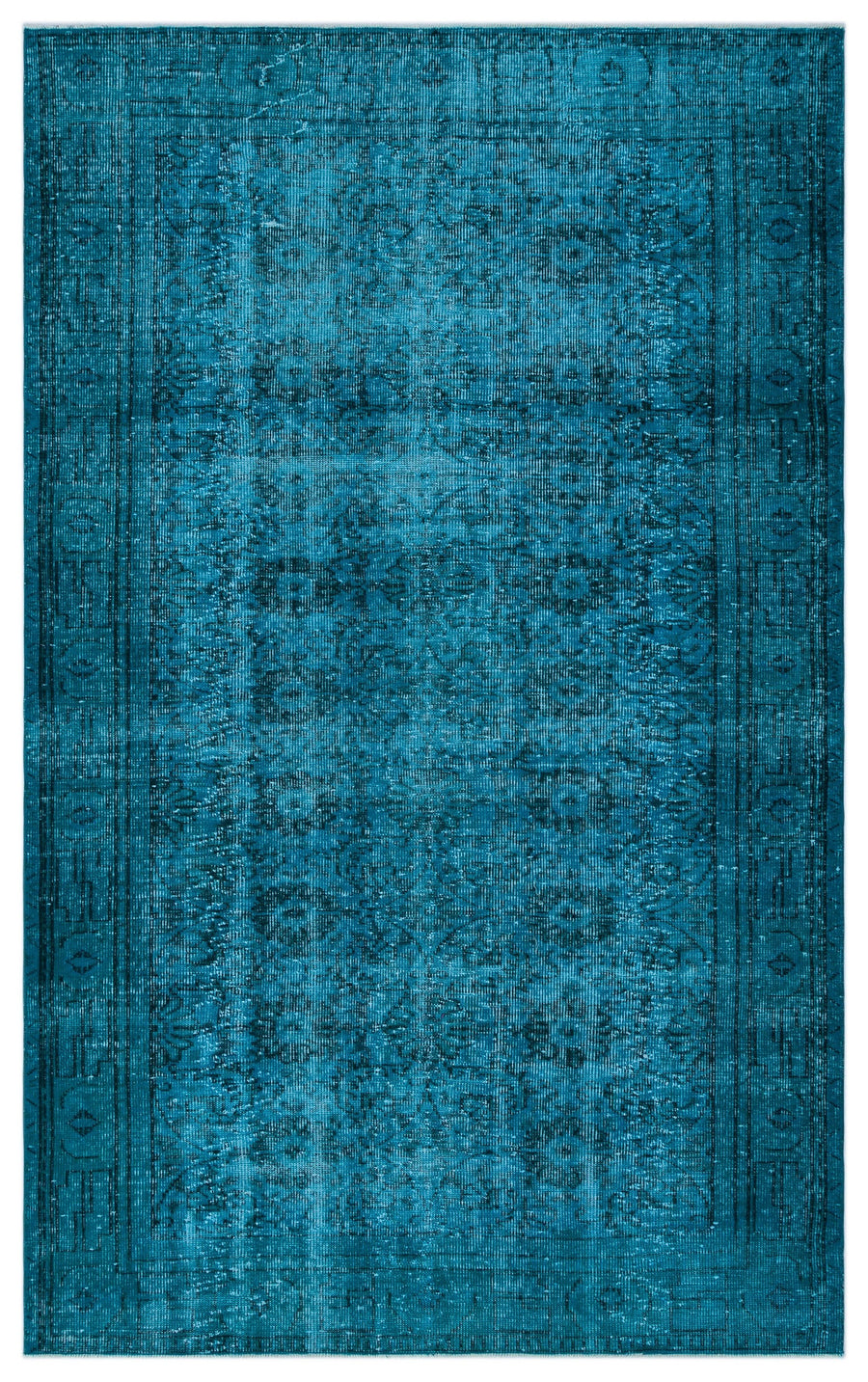 Tirena Turkuaz ve Lacivert Madalyon Desenli El Dokuma Halı 182x300 cm