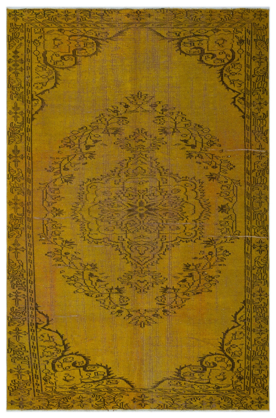 Tirena Sarı ve Kahverengi Madalyon Desenli El Dokuma Halı 168x257 cm