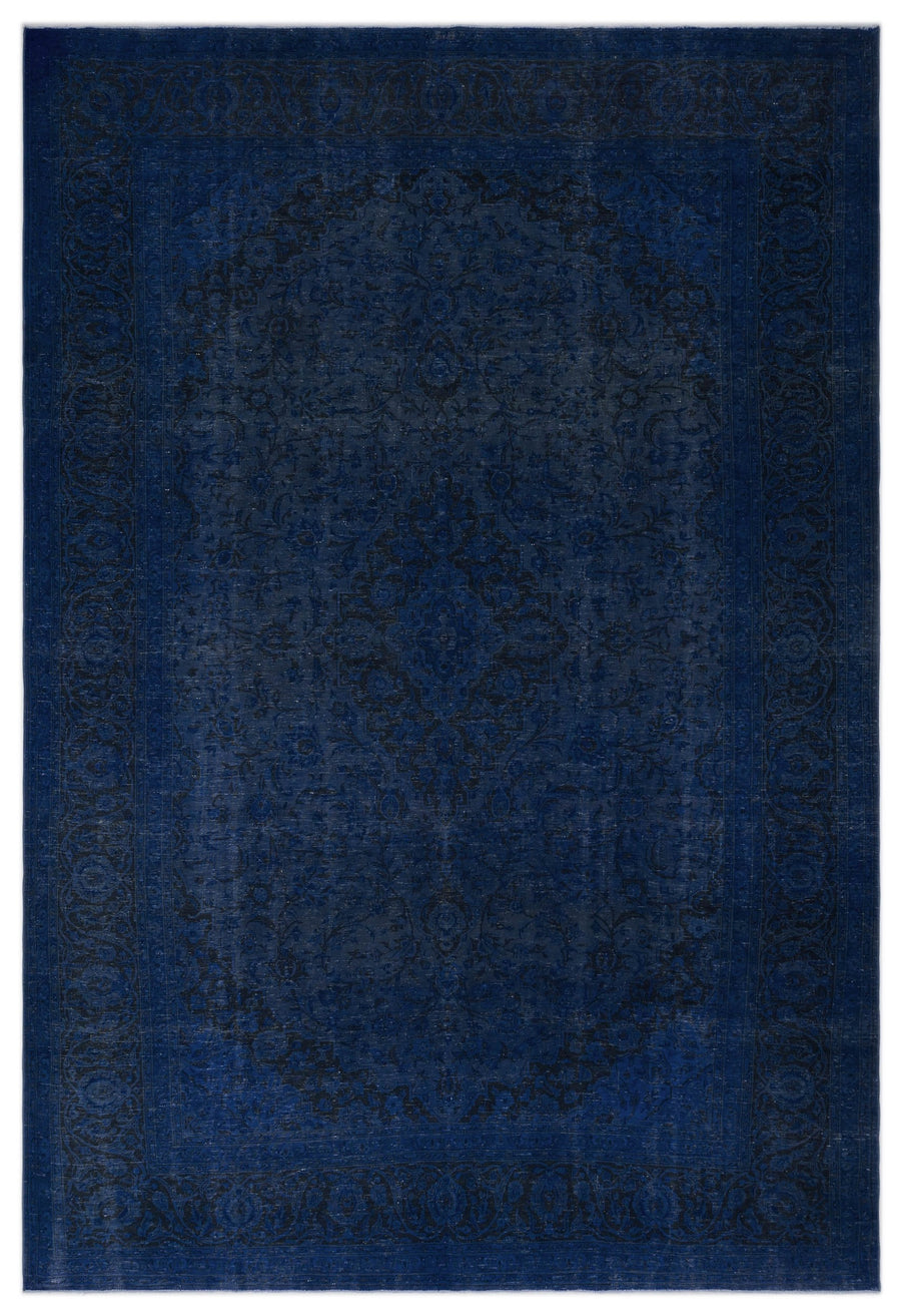 Navyel Mavi ve Lacivert Madalyon Desenli El Dokuma Halı 262x390 cm