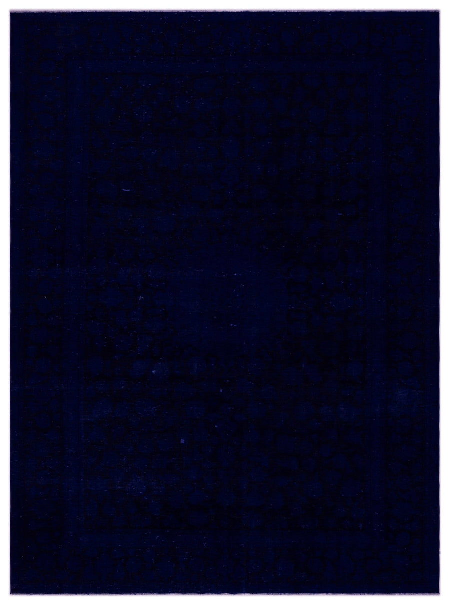 Navyel Mavi ve Lacivert Geometrik Desenli El Dokuma Halı 275x374 cm