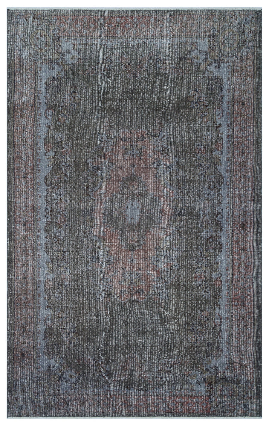 Tirena Gri ve Kırmızı Madalyon Desenli El Dokuma Halı 170x270 cm