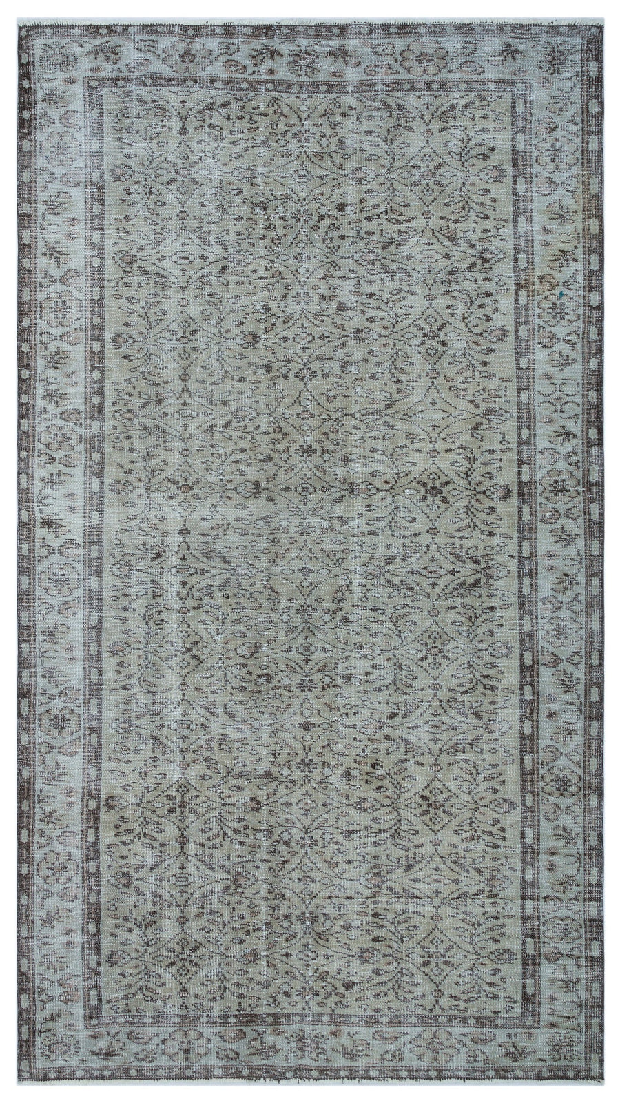 Tirena Gri ve Kahverengi Çiçek Desenli El Dokuma Halı 147x267 cm