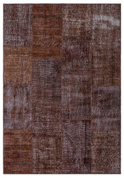 Kilva Kahverengi ve Gri Patchwork Desenli El Dokuma Halı 160x230 cm