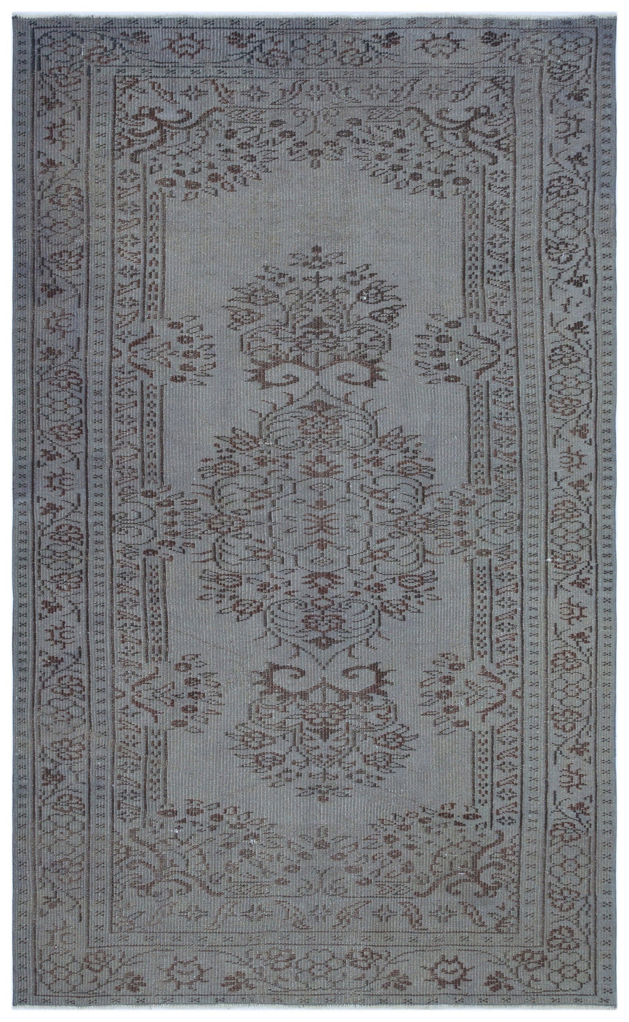 Tirena Gri ve Kahverengi Madalyon Desenli El Dokuma Halı 146x242 cm