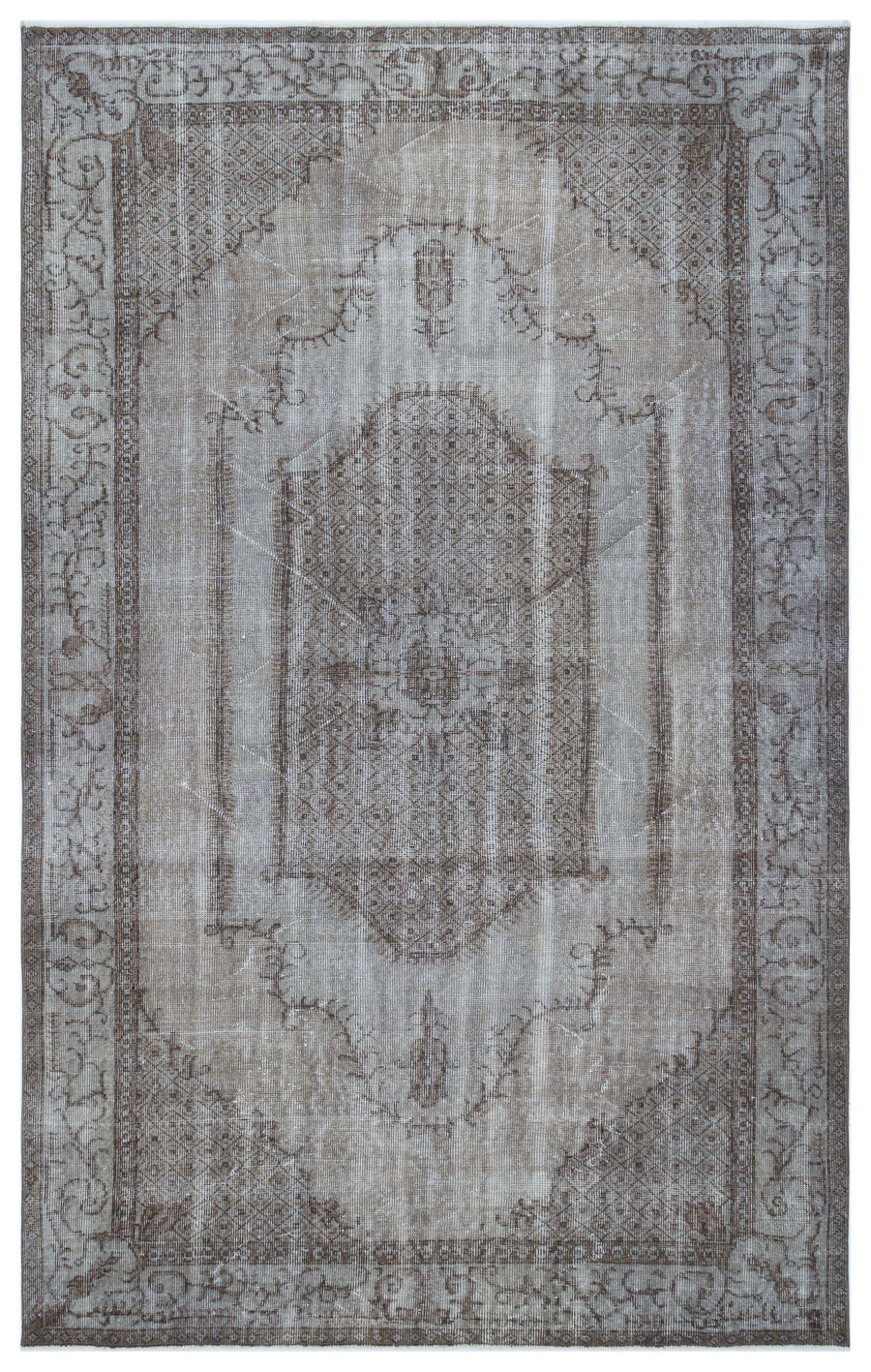 Tirena Gri ve Kahverengi Madalyon Desenli El Dokuma Halı 182x283 cm