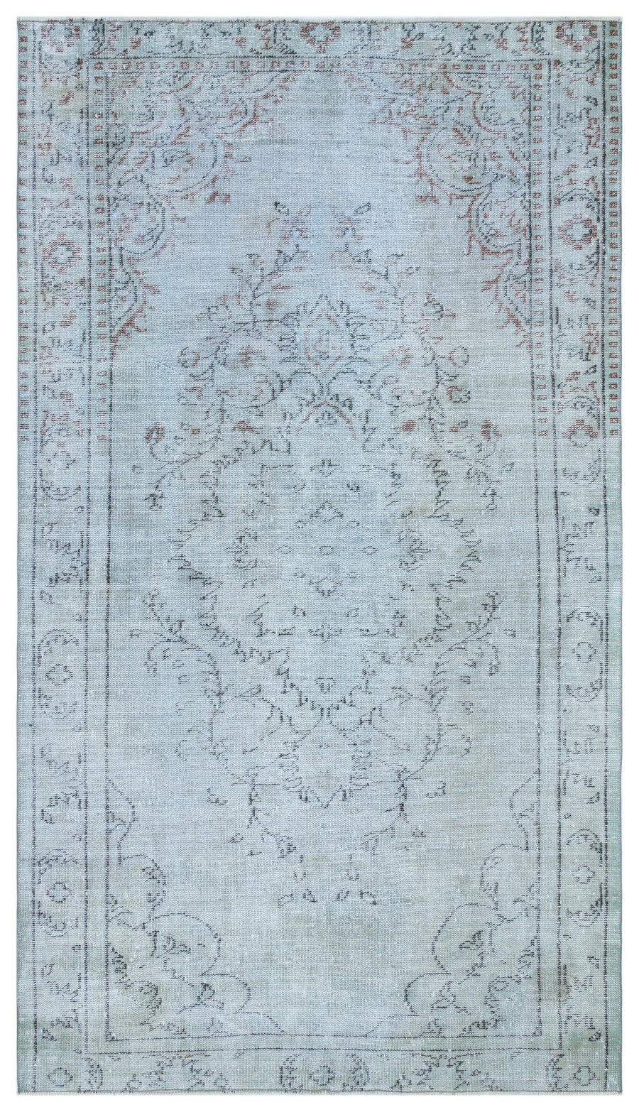 Tirena Mavi ve Gri Madalyon Desenli El Dokuma Halı 167x282 cm