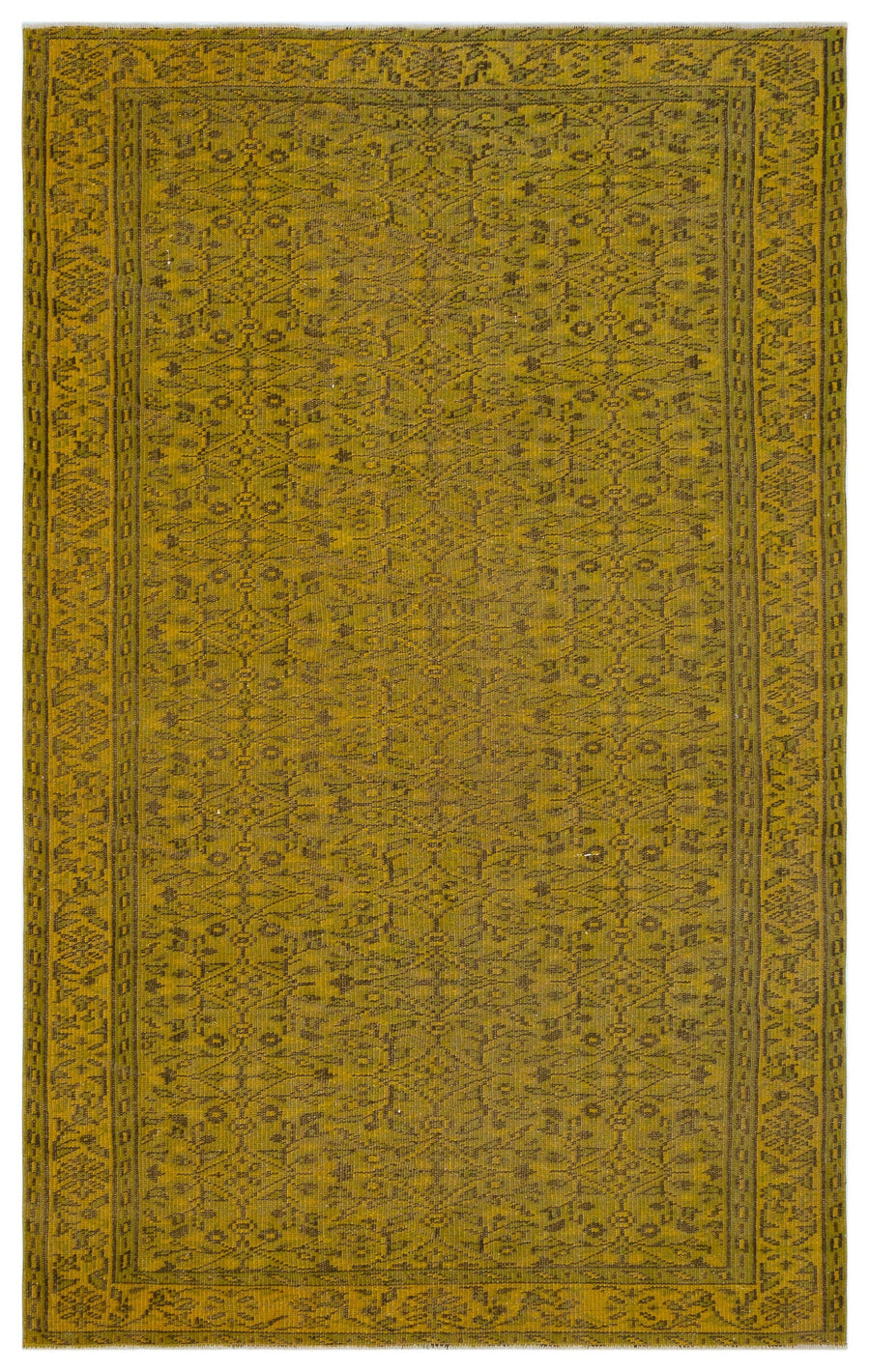 Tirena Sarı ve Kahverengi Geometrik Desenli El Dokuma Halı 163x261 cm